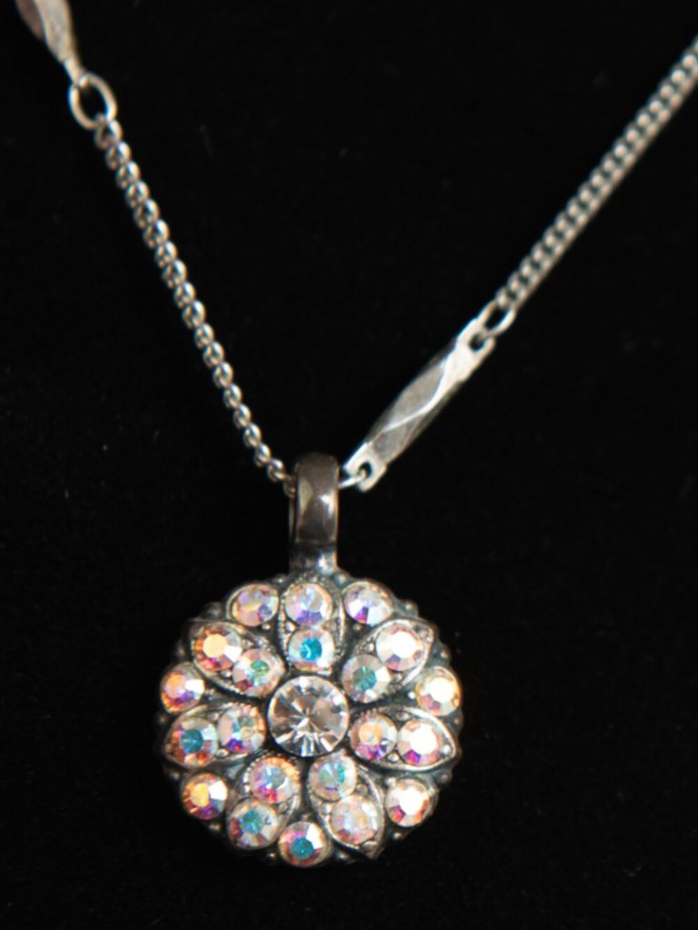 Mariana Swarovski Crystal Guardian Angel Pendant Necklace Antiqued Silver